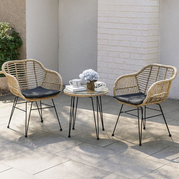 HTI-Line Balkonset Terrassenmöbel Ibiza, (3-tlg, 2x Stühle, 1x Tisch, inkl. Auflagen), Loungemöbel Gartenmöbel