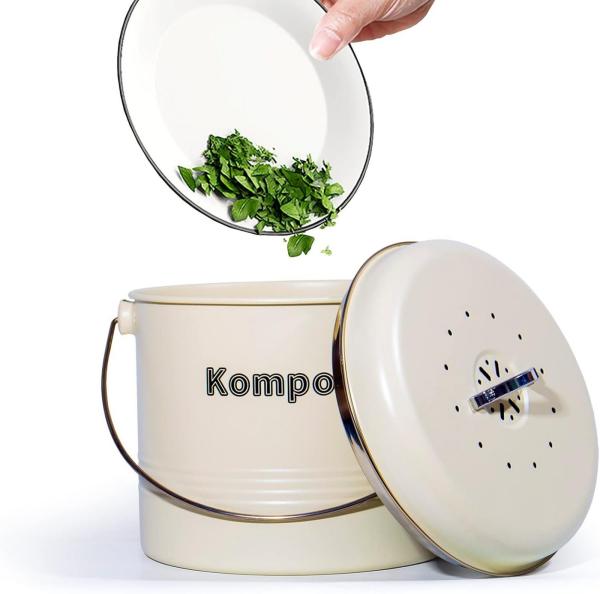 Zedelmaier Biomülleimer Biomülleimer Küche, Bio Mülleimer, Komposteimer Metall, Geruchsdicht mit Aktivkohlefiltern, Biomüll Retro 3,5L