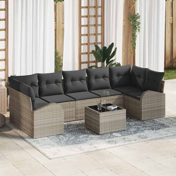 vidaXL Gartensofa-set 8 pcs Hellgrau und Dunkelgrau 289 x 124 x 69 cm 3354631