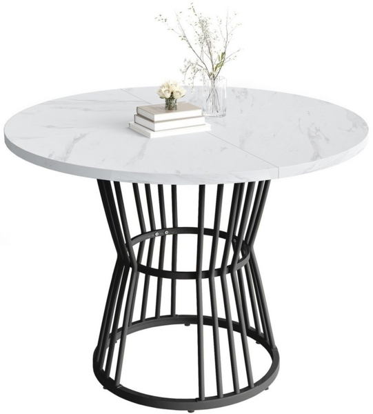 MODFU Esstisch im Marmoroptik mit Metallrahmen (Schreibtisch, Arbeitstisch, 1-St, mit stabilen Stahlrahmen), Geeignet für Küche, Esszimmer, Wohnzimmer