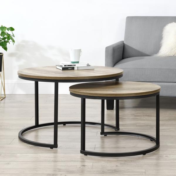 Couchtisch Christchurch 2er Set Holzfarben/Schwarz [en. casa]