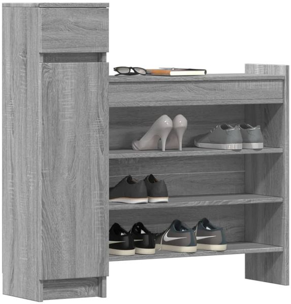 vidaXL Schuhschrank Grau Sonoma 100,5x28x100 cm Holzwerkstoff 840427 Bild 4