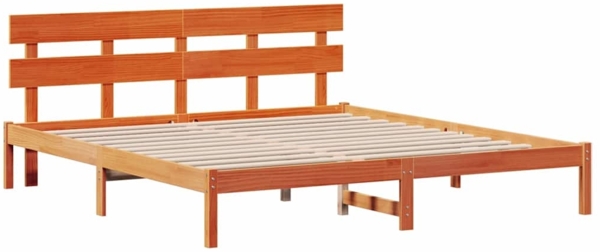 vidaXL Bettgestell mit Kopfteil Braun 200 x 200 cm Massivholz Kiefer 872151