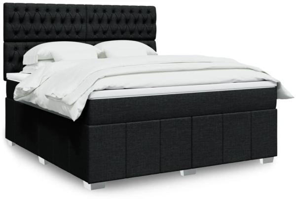 vidaXL Boxspringbett mit Matratze Schwarz 180x200 cm Stoff 3294056