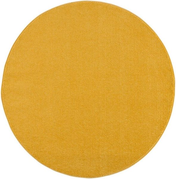 Sanat Teppich Uni, rund, Höhe: 13 mm, robuster Kurzflorteppich, große Farbauswahl, Wohnzimmer, alle Räume