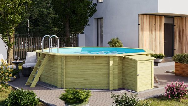 Karibu Pool Modell 2A Classic 470x470 cm, Holz kdi, mit Filter+Skimmer