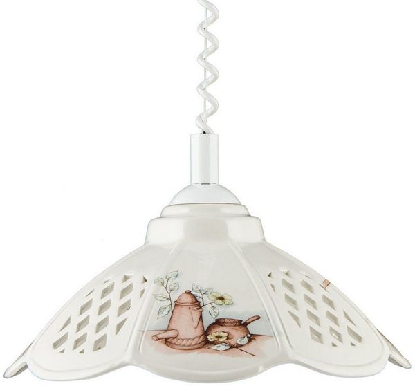 Helios Leuchten Pendelleuchte Küchenlampe Keramik weiß, Keramiklampe, Hängelampe, für Esszimmer Küche Esstisch, Deckenlampe hängend höhenverstellbar