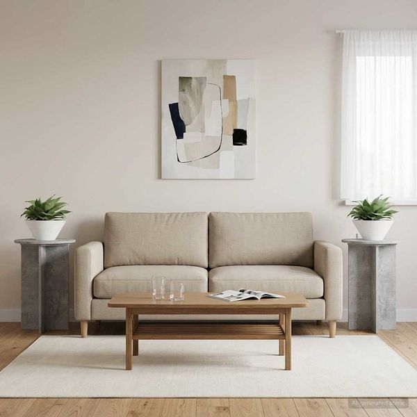 vidaXL Pflanzenständer 2 pcs Betongrau Ø40 x 60 cm Holzwerkstoff 899711