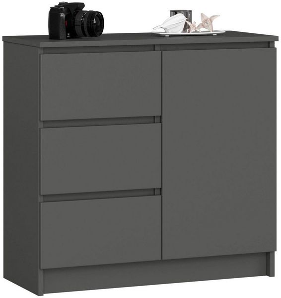 Raumhirsch Furniture Kommode mit 3 Schubladen, 1 Schranktür, 80 cm breit Holz Schrank, (viele Farbvarianten - Maße: 80 x 77 x 35 cm) - Hochwertig & stabil