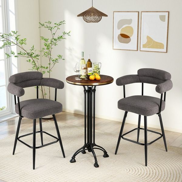COSTWAY Barhocker (2er Set), gepolstert Barstühle mit Rücken & Fußstütze, drehbar