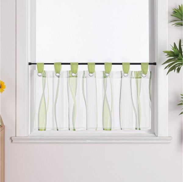 Joyswahl Scheibengardine (1 St), Schlaufen, Bistrogardine, Wellen Muster