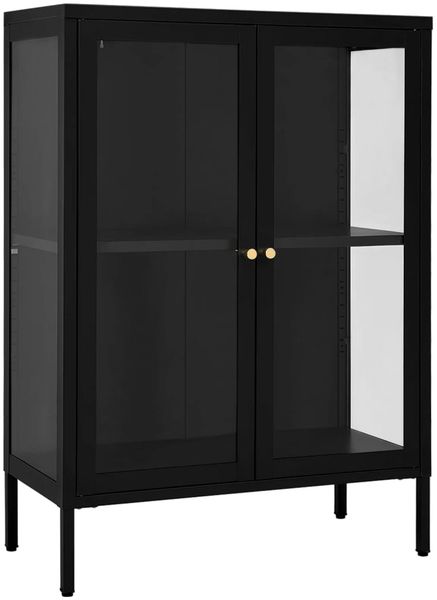Sideboard, Kommode Schwarz 75x35x105 cm Stahl und Glas j2634p