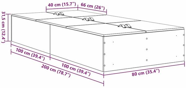 vidaXL Aufbewahrungsbettgestell Schwarz Eichen-Optik 80 x 200 cm 3335334 Bild 12