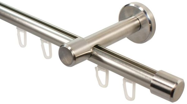 iso-design Gardinenstange Innenlauf 16 mm Farbe Edelstahl Wandabstand 7 cm, Ø 16 mm, 1-läufig, Fixmaß, mit Bohren, Aluminium
