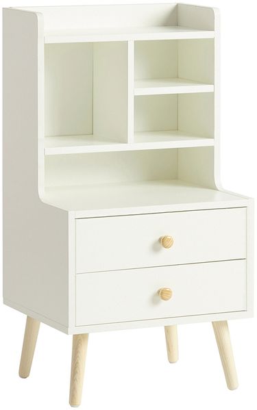 SoBuy FBT100-W Nachttisch, MDF, Melamin, Weiß, 43 x 81 x 36 cm