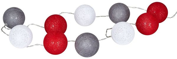 Levandeo® Lichterkette, 10er Lichterkette LED Ø6cm Kugeln Girlande Lampions Baumwolle Rot