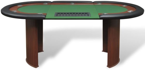 vidaXL Pokertisch für 10 Spieler mit Dealerbereich und Chipablage Grün 80133