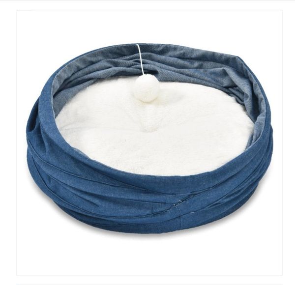 Purpurra Tierbett Höhle und Bett 2-IN-1 für Hund und Katze, Plüsch