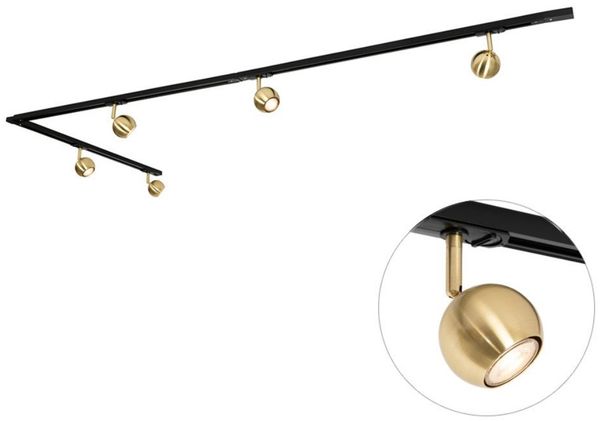 Qazqa Schienensystem-Sets Iconic gissi, ohne Leuchtmittel, Warmweiß, QAZQA Schienenleuchte, gu10, gold, Stahl, Modern