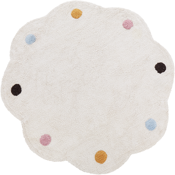 Teppich Baumwolle hellbeige ø 120 cm gepunktetes Muster Kurzflor DUREVI
