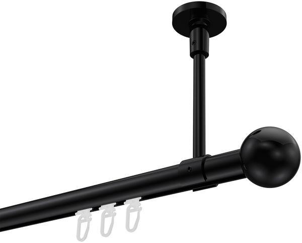 Innenlauf-Gardinenstangen-Set Sonette Luino 120 cm, 1-läufig, 20 mm Ø Schwarz