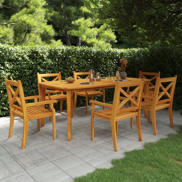 vidaXL 7-tlg. Garten-Essgruppe Massivholz Akazie 3058005