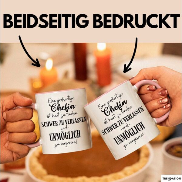 Trendation Tasse Chefin Abschied Geschenk Tasse Abschiedsgeschenk für Chefin Hart Zu Fi