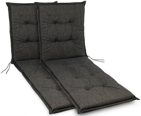 sunnypillow Liegenauflage Polsterauflagen für Gartenliege 190 x 60 x 9cm, 2 Stück Anthrazit UV-Lichtecht