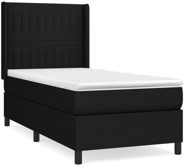 vidaXL Boxspringbett mit Matratze Stoff Schwarz 80x200 cm, Härtegrad: H2 [3131547]