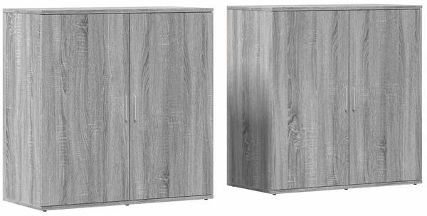 2 Stk. Sideboards, Kommoden Grau Sonoma 79x38x80 cm Holzwerkstoff