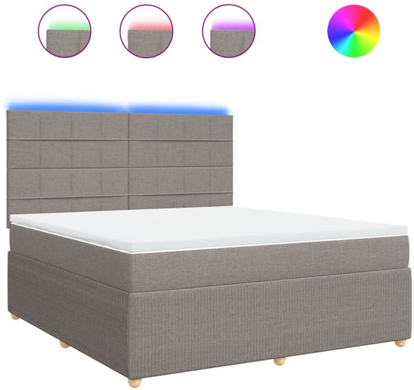 vidaXL Boxspringbett mit Matratze Taupe 180x200 cm Stoff 3294439 Bild 2