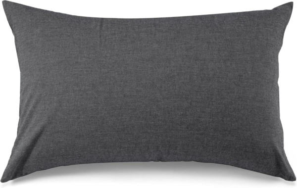 ATsense 2er Set 40x60 cm Kissenbezug Dunkelgrau Baumwolle Reißverschluss