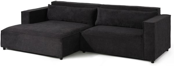 Ecksofa Ottomane links Geflechtstoff 266x150x80 anthrazit FINN