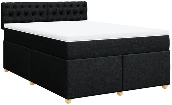 vidaXL Boxspringbett mit Matratze Schwarz 160x200 cm Stoff 3289040 Bild 3