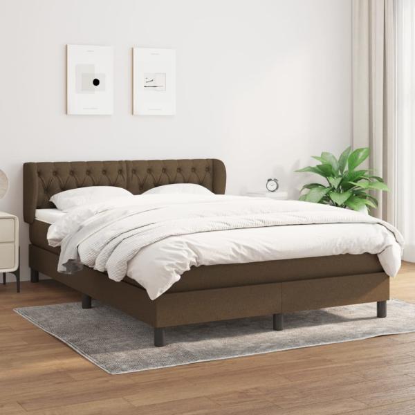 vidaXL Boxspringbett mit Matratze Dunkelbraun 140x190 cm Stoff, Härtegrad: H2 [3126480]