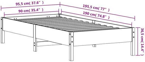 vidaXL Massivholzbett ohne Matratze Weiß 90x190 cm Kiefernholz 842727 Bild 9