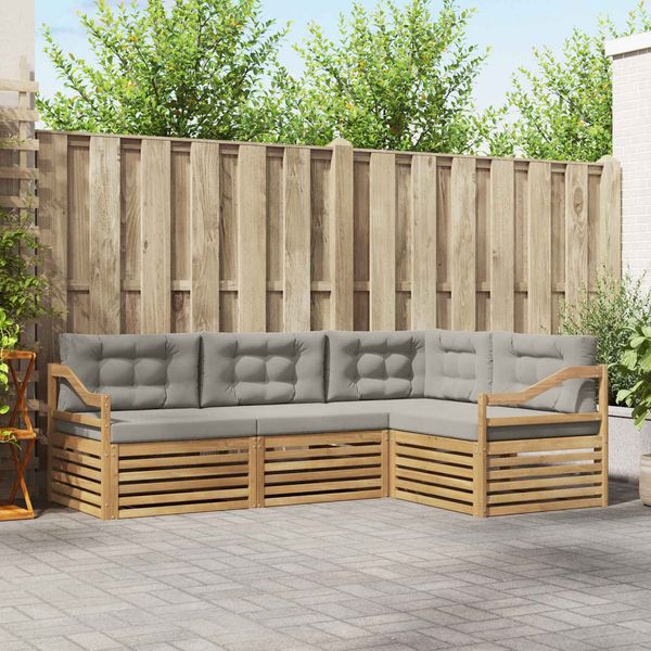 vidaXL Outdoor-Sofagarnitur 4 pcs Weiß und Hellgrau 3390421
