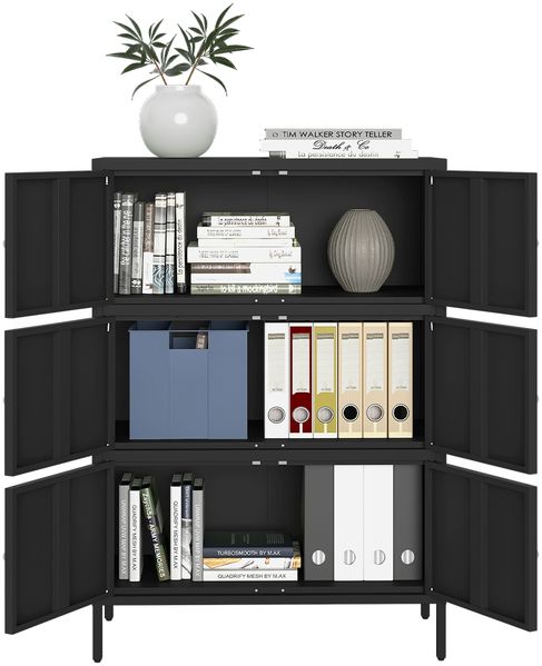 skølm 'Atriona' Metallkommode 3x2, schwarz, mit 3 Fächern, 113x80x38 cm Bild 9