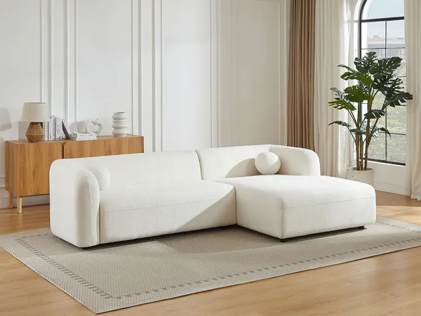 Vente-unique - OVOTAS Sofa Stoff Weiß - B 160 cm x H 70 cm x L 270 cm