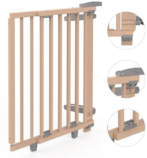 Geuther Treppenschutzgitter Oris zum Bohren 67-135 cm Natur, Barrierefreier Durchgang - für Erwachsene leicht zu öffnen