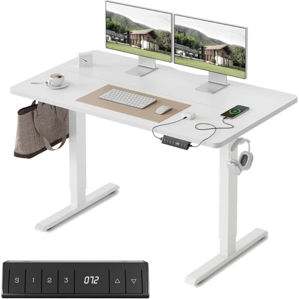 FEZIBO Elektrischer Höhenverstellbarer Schreibtisch 100x60cm Steh-Sitz Tisch