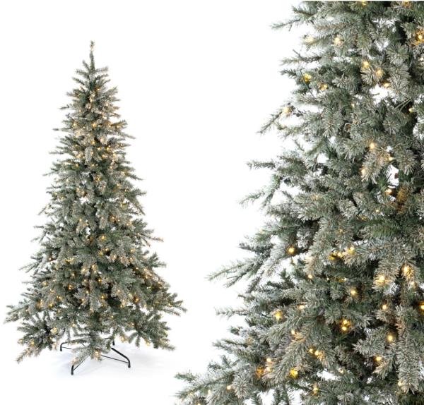 Evergreen Künstlicher Weihnachtsbaum Frost Fichte | Inkl. LEDs & Kunstschnee | Weiß | 180 cm