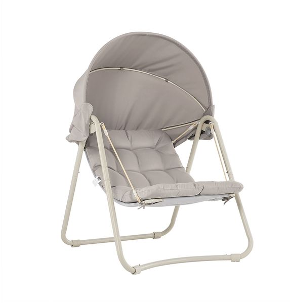 SoBuy OGS62-MI Schaukelstuhl Garten, Textilene, Lackiert, Grau, 126 x 163 x 108 cm