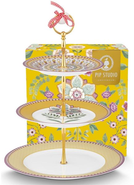 PiP Studio Tortenplatte Lily&Lotus Yellow Etagere 3tlg, Porzellan, (Etageren)