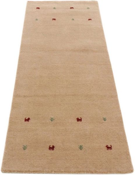 carpetfine Wollteppich Gabbeh Uni, auch als Läufer und Rund erhältlich, rechteckig, Höhe: 15 mm, reine Wolle, handgewebt, Gabbeh Loom Tiermotiv, große Farbauswahl