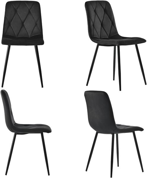 Essgruppe 5-teilig mit Esstisch 117×68 cm in Marmoroptik und 4 schwarzen Samtstühlen, moderner rechteckiger Küchentisch Set Bild 5