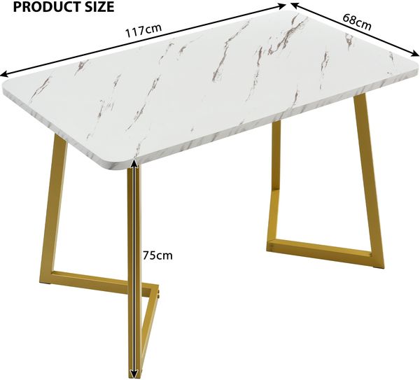 Essgruppe 5-teilig mit Esstisch 117×68 cm in Marmoroptik und 4 schwarzen Samtstühlen, moderner rechteckiger Küchentisch Set Bild 9