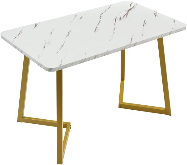 Essgruppe 5-teilig mit Esstisch 117×68 cm in Marmoroptik und 4 schwarzen Samtstühlen, moderner rechteckiger Küchentisch Set Bild 7