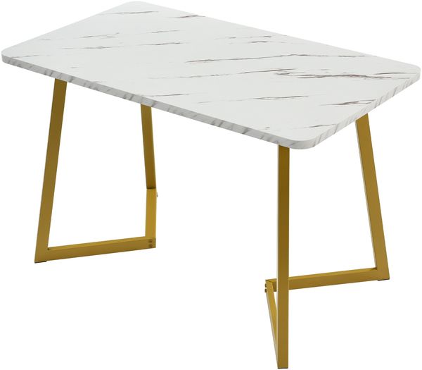 Essgruppe 5-teilig mit Esstisch 117×68 cm in Marmoroptik und 4 schwarzen Samtstühlen, moderner rechteckiger Küchentisch Set Bild 6
