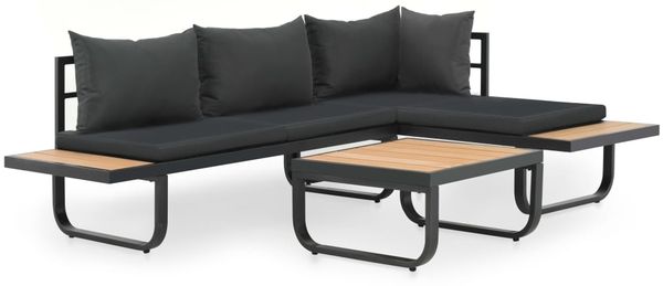 vidaXL 2-tlg. Garten-Ecksofa-Set mit Auflagen Aluminium WPC 44704